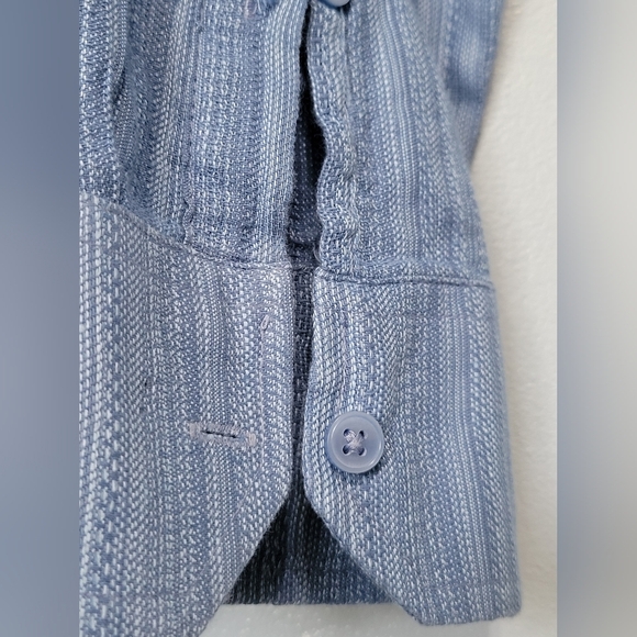 Cubavera Linen Blend Button Down Men's Shirt Blue XXL - Picture 4 of 9